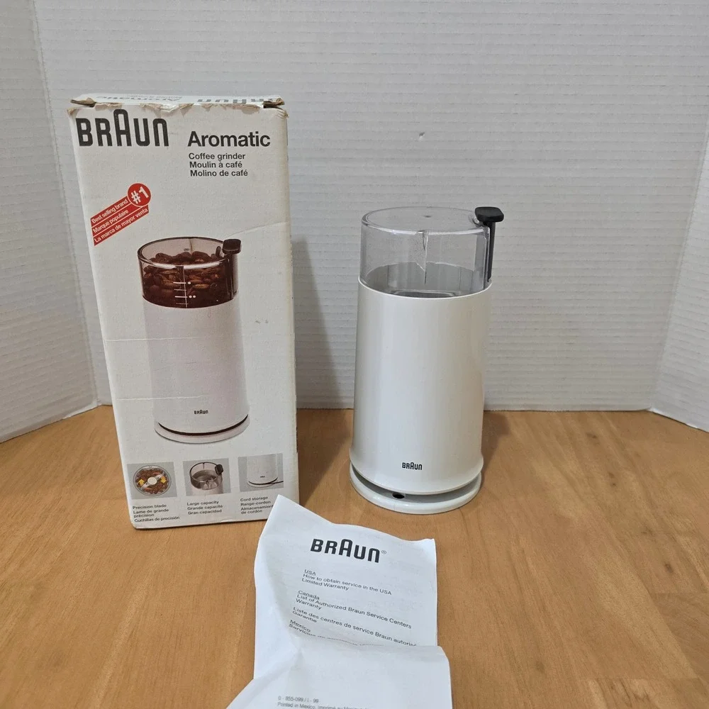 Braun Aromatic Coffee Grinder Unisex OS White Excellent KSM 2 150W Blade Grinder